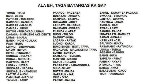 batangueño words list|Batangas Tagalog .